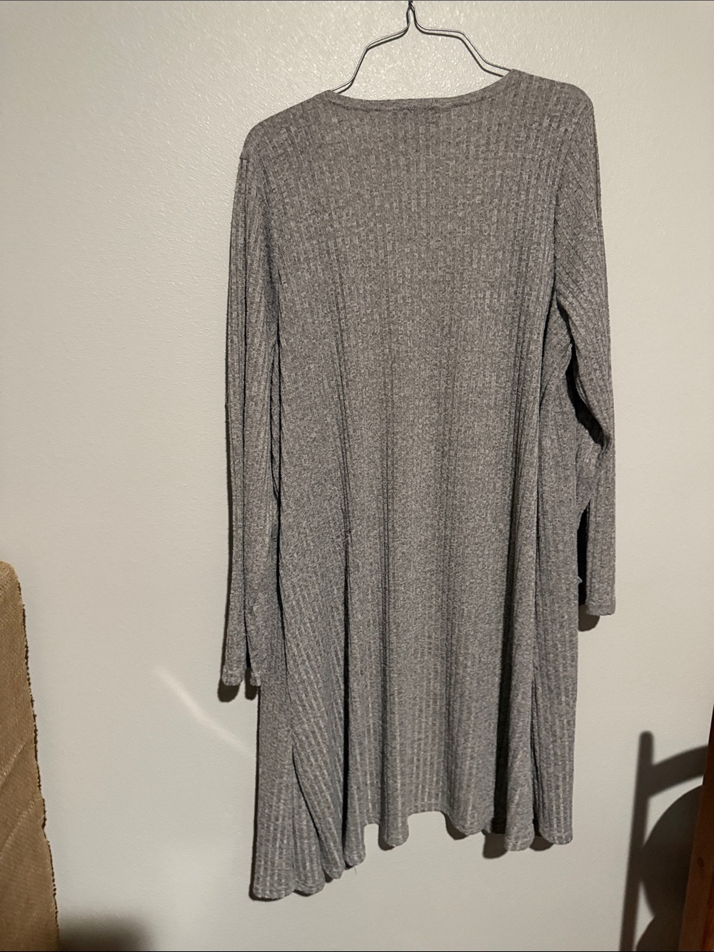 Soft Ribbed Open-Front Cardigan - Gray - Picture 4 of 4